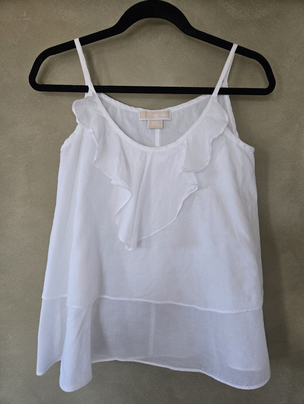 MICHAEL Michael Kors (165$) | White Ruffle Layered Cami Tank Top, Size S - Picture 2 of 5